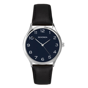 Sekonda 1852 Gents Quartz Midnight Blue Dial Black Leather Upper Strap Watch