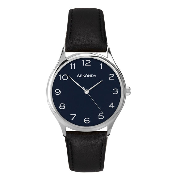 Sekonda 1852 Gents Quartz Midnight Blue Dial Black Leather Upper Strap Watch