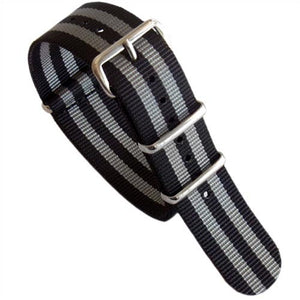 Pandemonium Nato Mod Nylon Watch Strap- Black & Grey