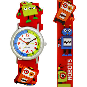 Ravel  R1513.61 Kids 3D Robots Time Teacher White Dial Watch