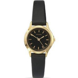 Sekonda 4141 ladies Analogue Gold Plated Black Dial Black Leather Strap Watch